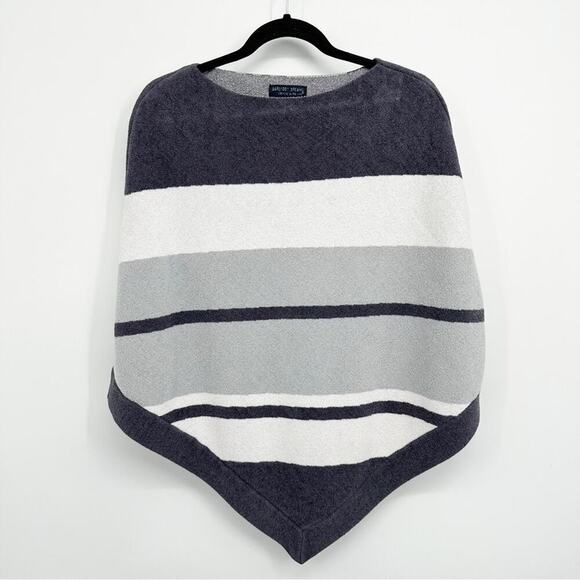 Barefoot Dreams Sweaters - Barefoot Dreams Gray Stripe Cozy Ocean Breeze Poncho
